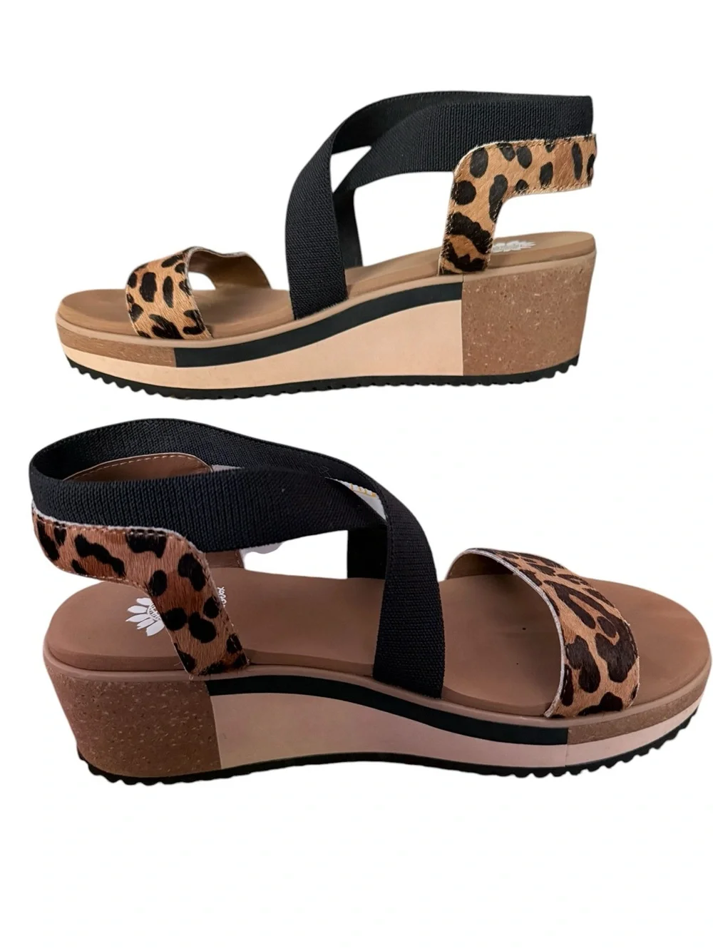 Yellowbox Janalee Women's Size 8 Leopard Dyed Calf Hair Wedge Sandals w/ Box